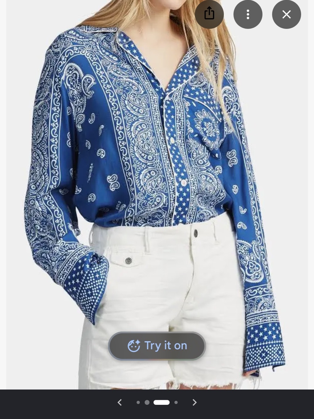 Polo by Ralph Lauren Royal Blue Paisley Bandana Button-Down Shirt